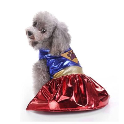 Dog wearing superhero dog costume