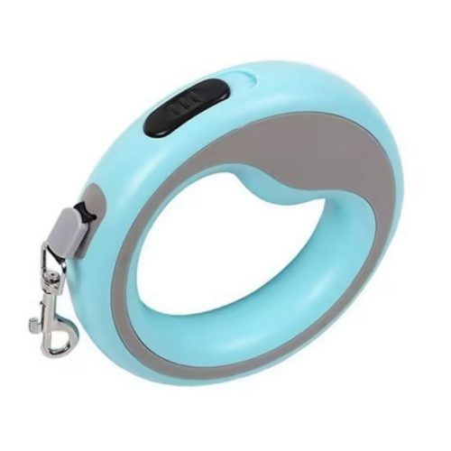 Light blue 2.5M retractable dog lead showcasing its sleek and stylish design.