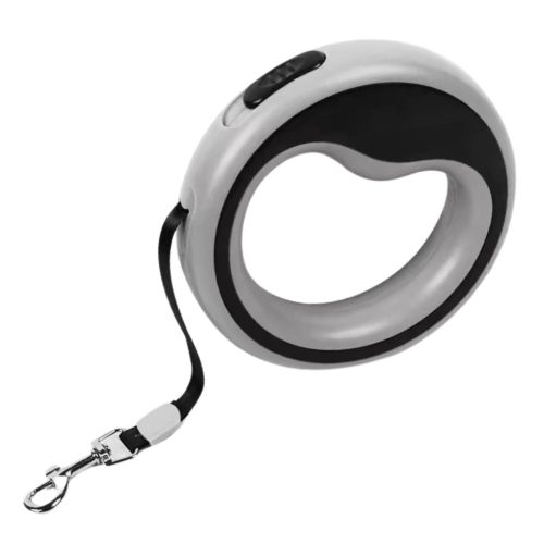 Sleek grey 2.5M retractable dog lead with a smooth, reliable retraction mechanism.