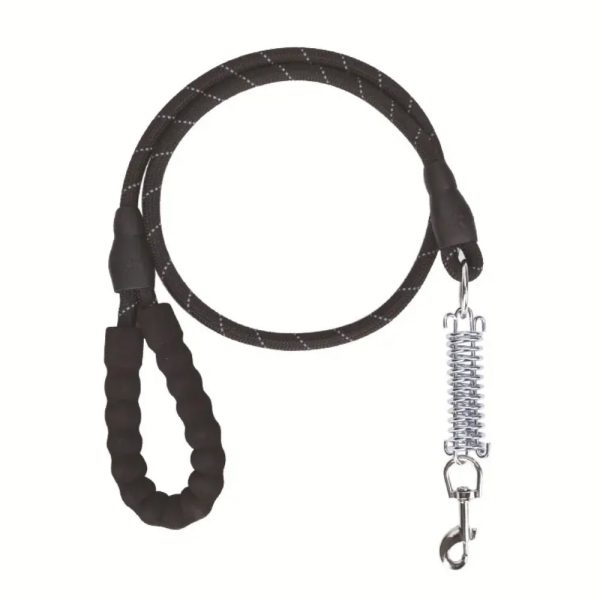 Durable shock-absorbing dog lead showing the sleek black design with ergonomic EVA handle.