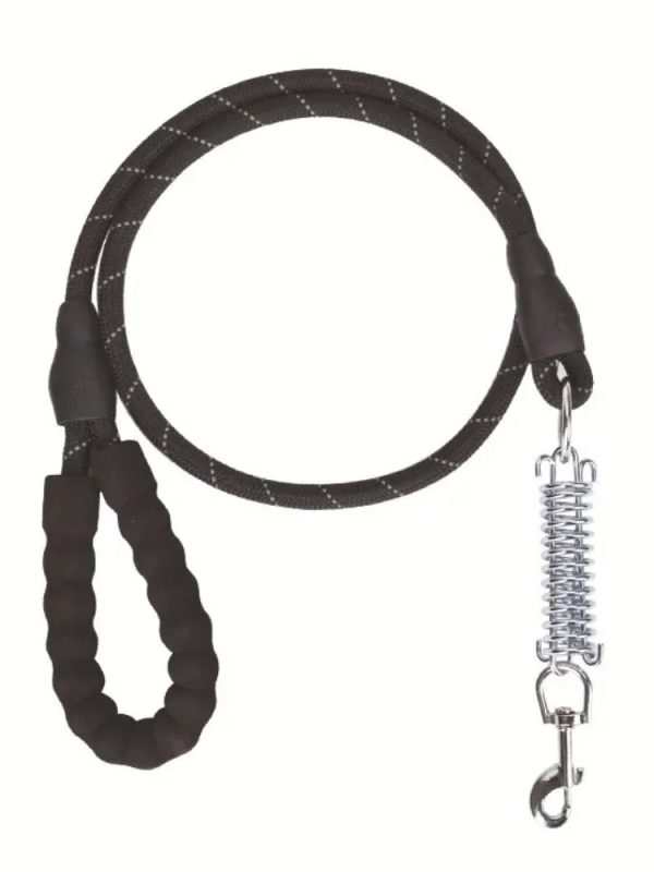 Durable shock-absorbing dog lead showing the sleek black design with ergonomic EVA handle.