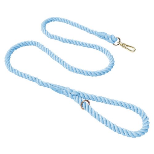 Light blue rope dog lead with a dreamy pastel tone, coiled to display the smooth texture and durable construction.