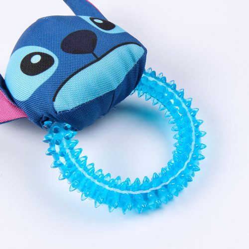Disney Stitch dog teether toy in a durable ring shape, shown from an alternate angle highlighting Stitch’s face design—perfect for dogs to chew, play, and soothe teething discomfort.