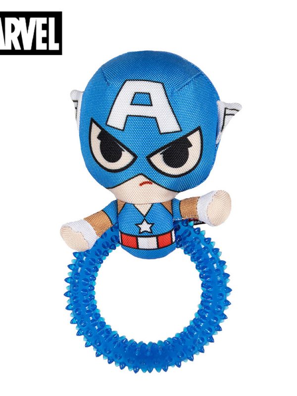 Captain America Dog Chew Toy with Teething Ring