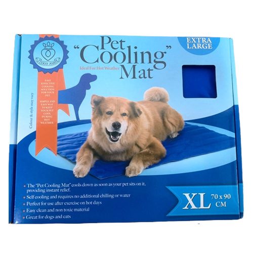 Dog cooling mat shown in the box
