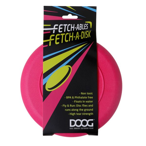 Pink DOOG Dog Frisbee with soft rubber texture, perfect for chasing and chewing