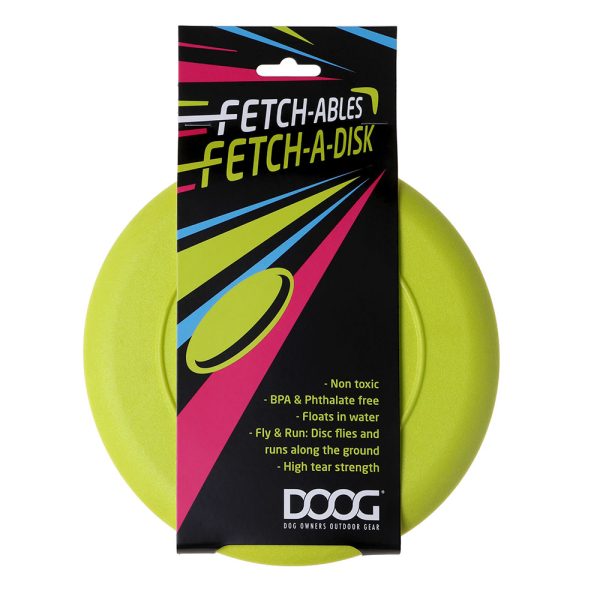 Yellow DOOG Dog Frisbee made from tough, pet-safe rubber for active fetch play