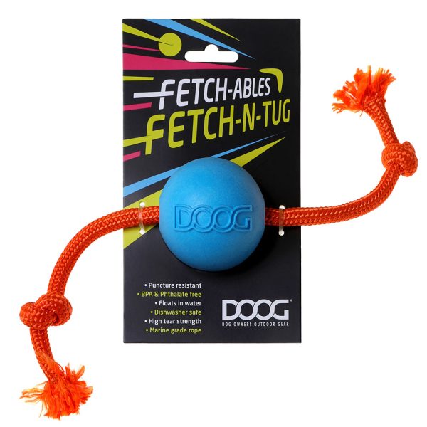 Blue DOOG Tug Dog Toy featuring strong marine rope and tough EVA foam construction, perfect for interactive dog play and water fetch.