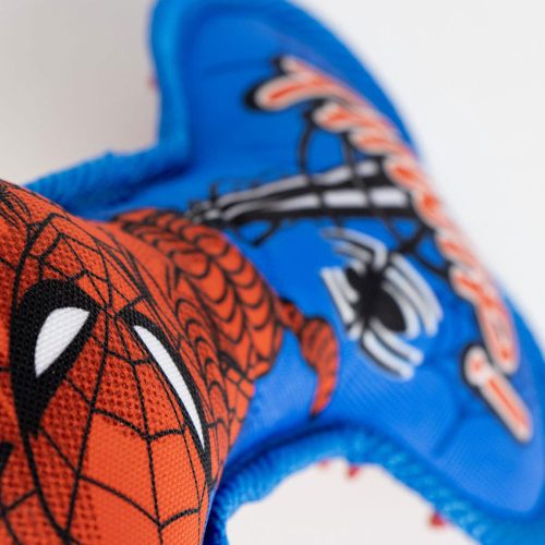 Angled view of Spider-Man Bone Dog Toy showing textured surface and bone shape