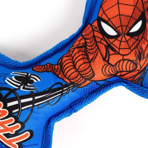 Close-up of Spider-Man character detail on durable dog toy for fans of Marvel
