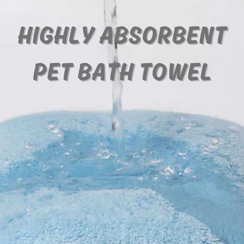 Close-up of ultra soft, absorbent fabric on the blue Cosy Hood Dog Towel.