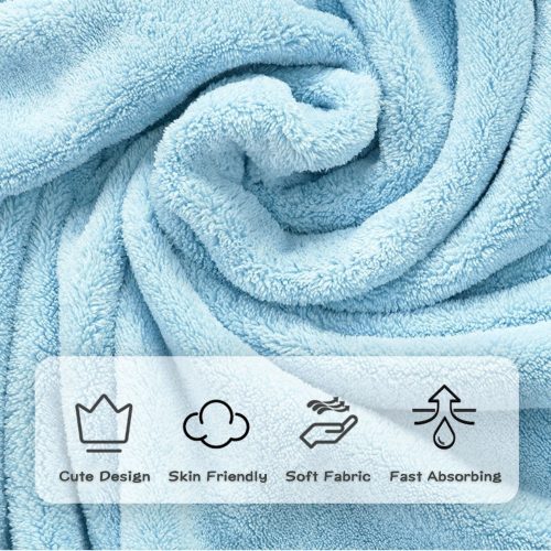 Close up of blue Cosy Hood Bath Towel.