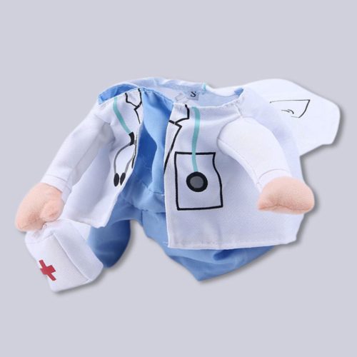 Doctor Dog Costume displayed on its own, showing the white coat.