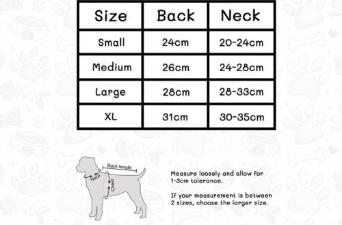Chucky Dog Costume Size Chart