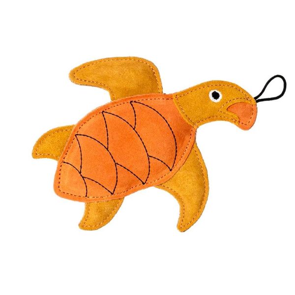 Kiwi Walker Leather Dog Toy - Turtle